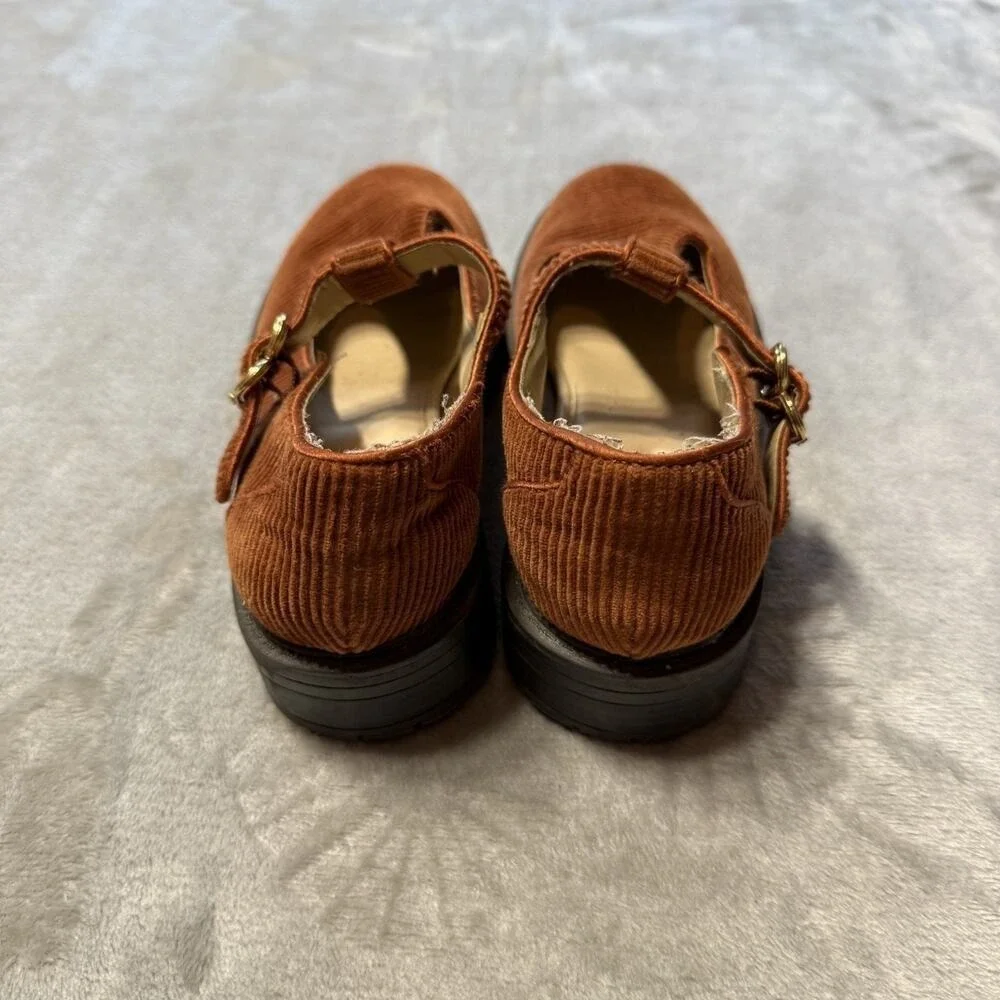 Sam Edelman Taelor Girls Youth Size 1 Kids Corduroy Loafer Brown Mary Jane